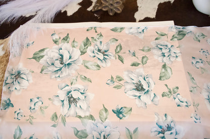 Pale Pink w/ Teal Floral DS Wild Rag