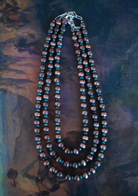 Copper & Turquoise Pearl Necklaces