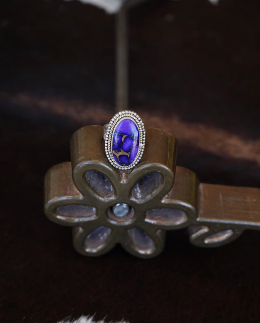 Oval Purple Dahlia Ring - Sz 7.5