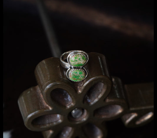 2 Stone Green Sea Sediment Ring - Adj