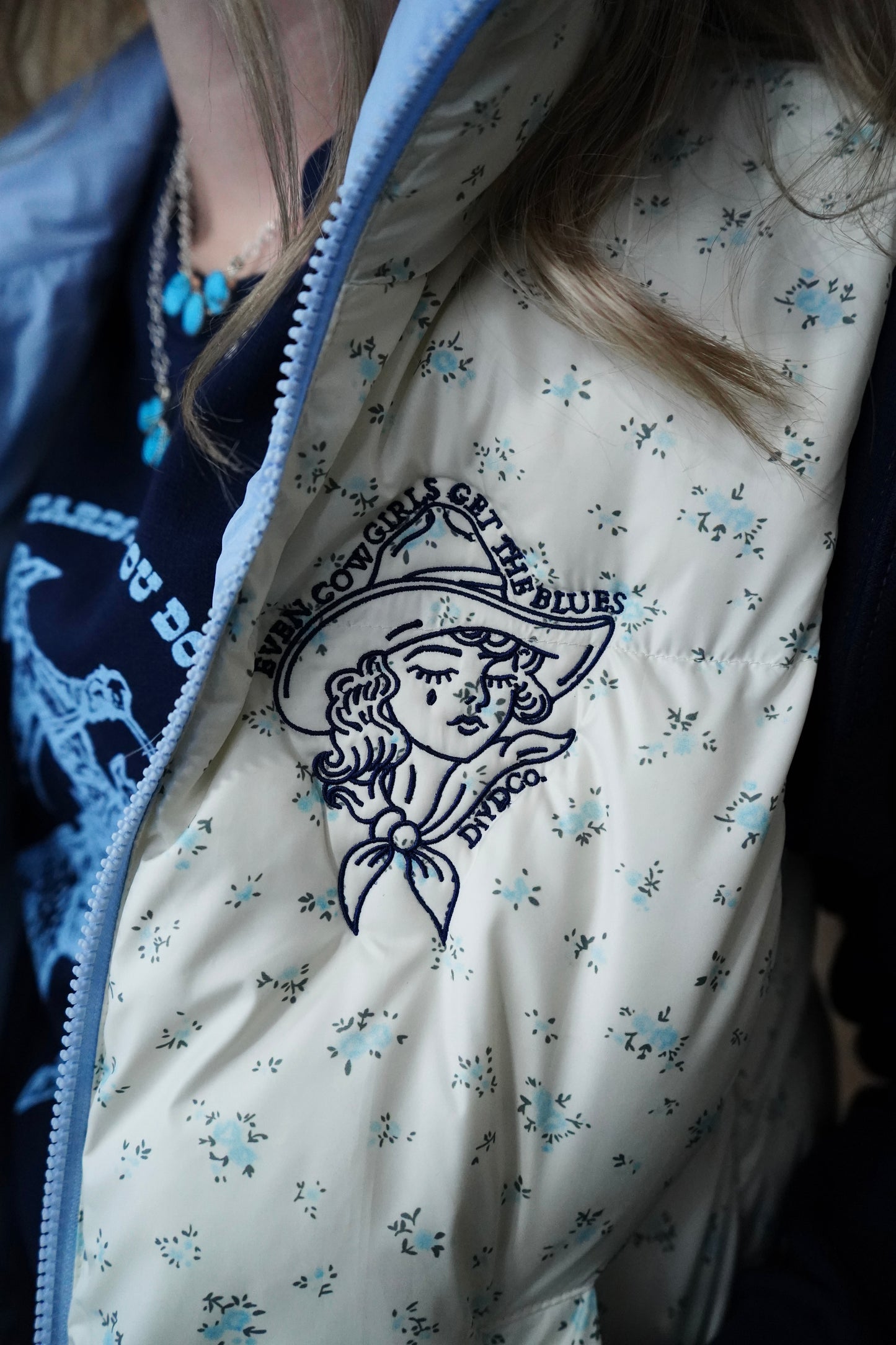 Cowgirls Cry Floral  Cropped Puffer Vest