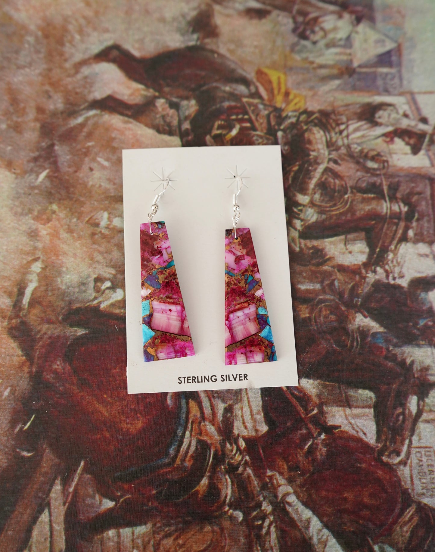 Turquoise Slab Fish Hook Earrings