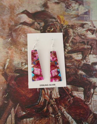Turquoise Slab Fish Hook Earrings
