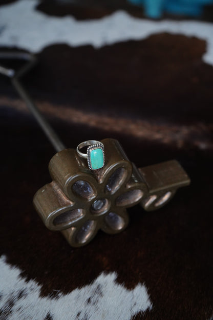 Small Turquoise Bar Ring - Sz 7
