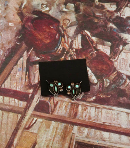 Vintage 3 Stone Swirl Clip On Earrings