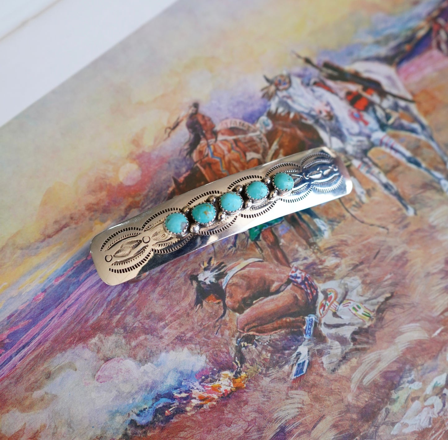 Joan Begay Turquoise 5 Stone Hair Clip