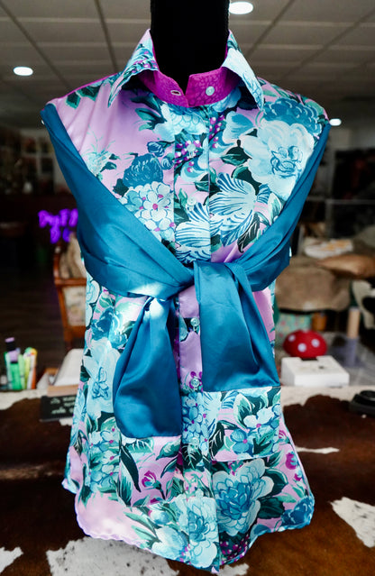 Daisy Original Teal Floral w/ Magenta & Teal Button Down - Size 16