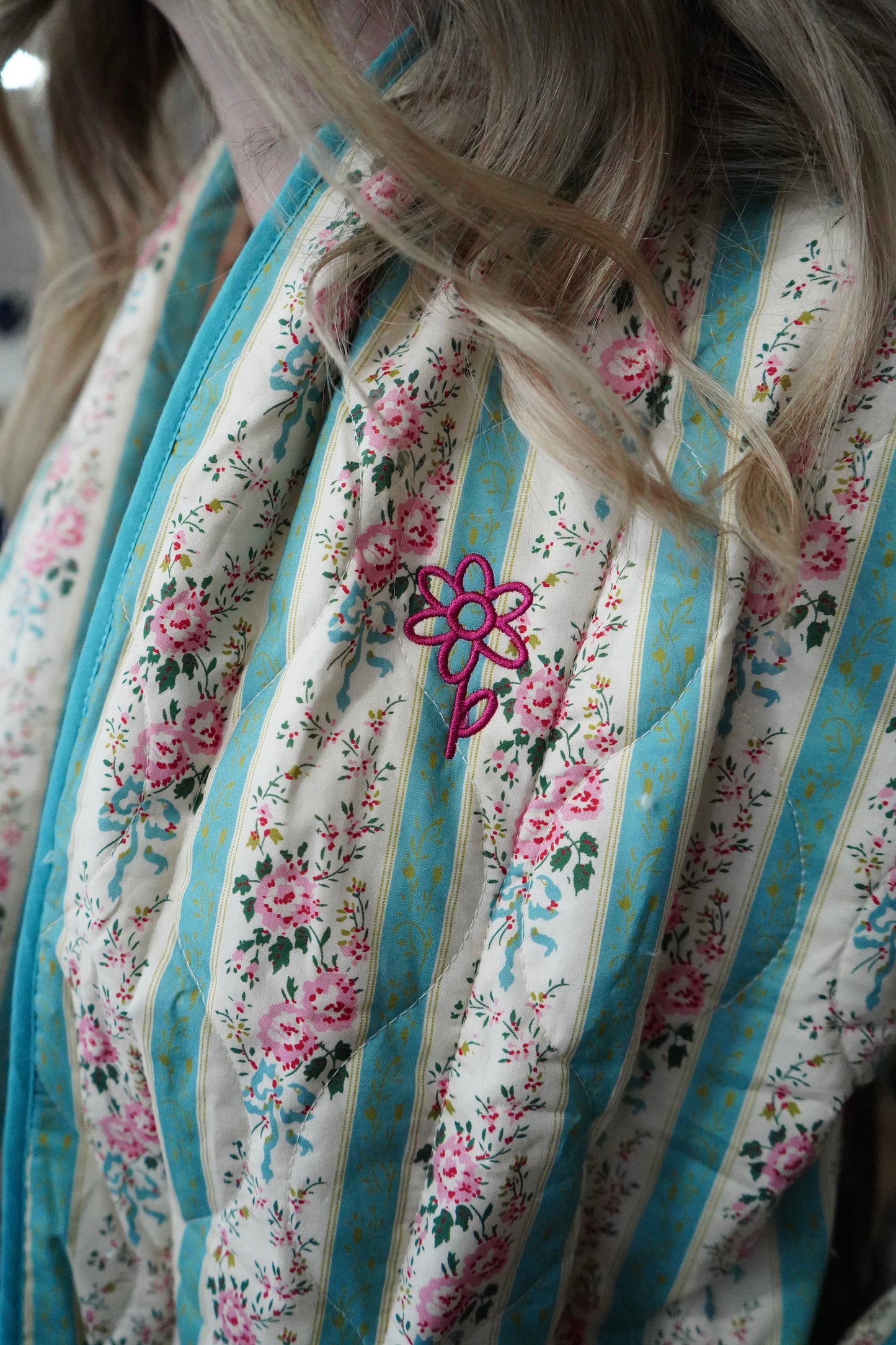 Daisy Quilted Open-Front Jacket