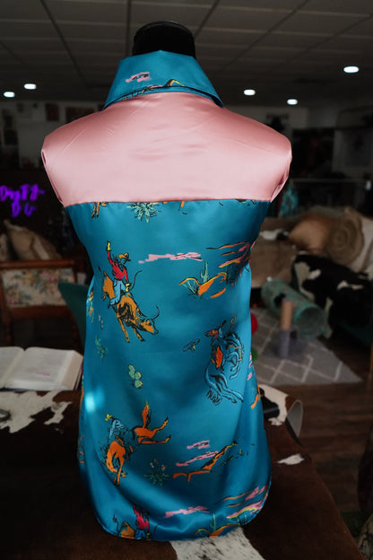 Daisy Original Deep Teal Buckers w/ Mauve Button Down - Size 18
