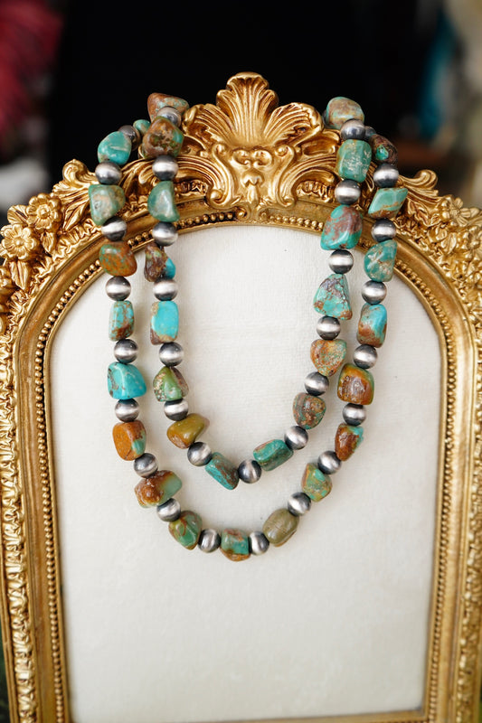 8mm Navajo Pearls & Chunky Turquoise Necklaces