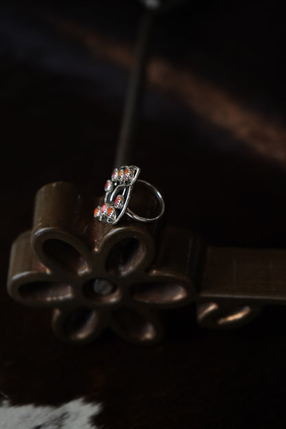 8 Stone Pink Dahlia Spiral Ring - Sz 8