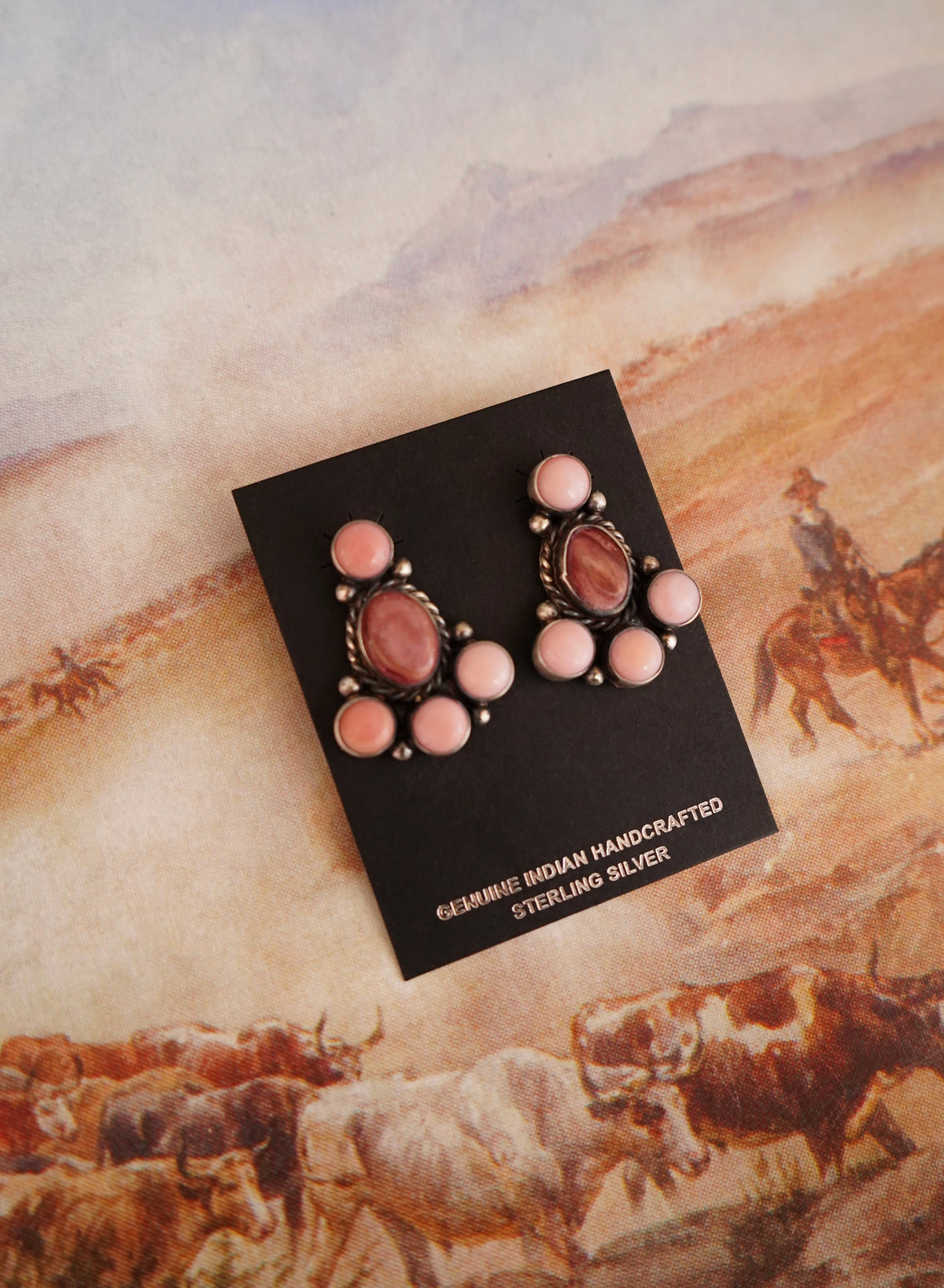 Aldora Henry Pink Conch & Purple Spiny Cluster Stud Earrings