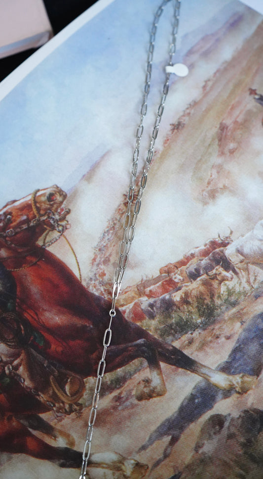 Sterling Silver Paperclip Chain Lariat Necklace