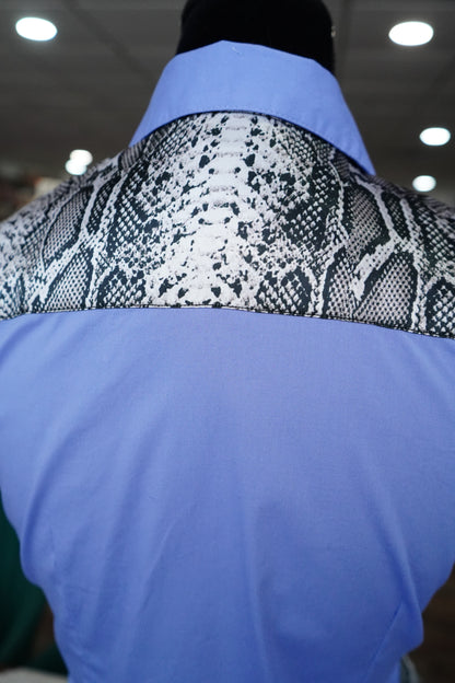 M - Snakeskin on Lilac Cotton Button Down