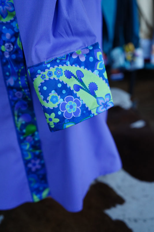XL - Mystery Man Paisley on Lavender Cotton Button Down
