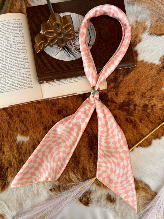 Light Pink Groovy Checkered Wild Rag
