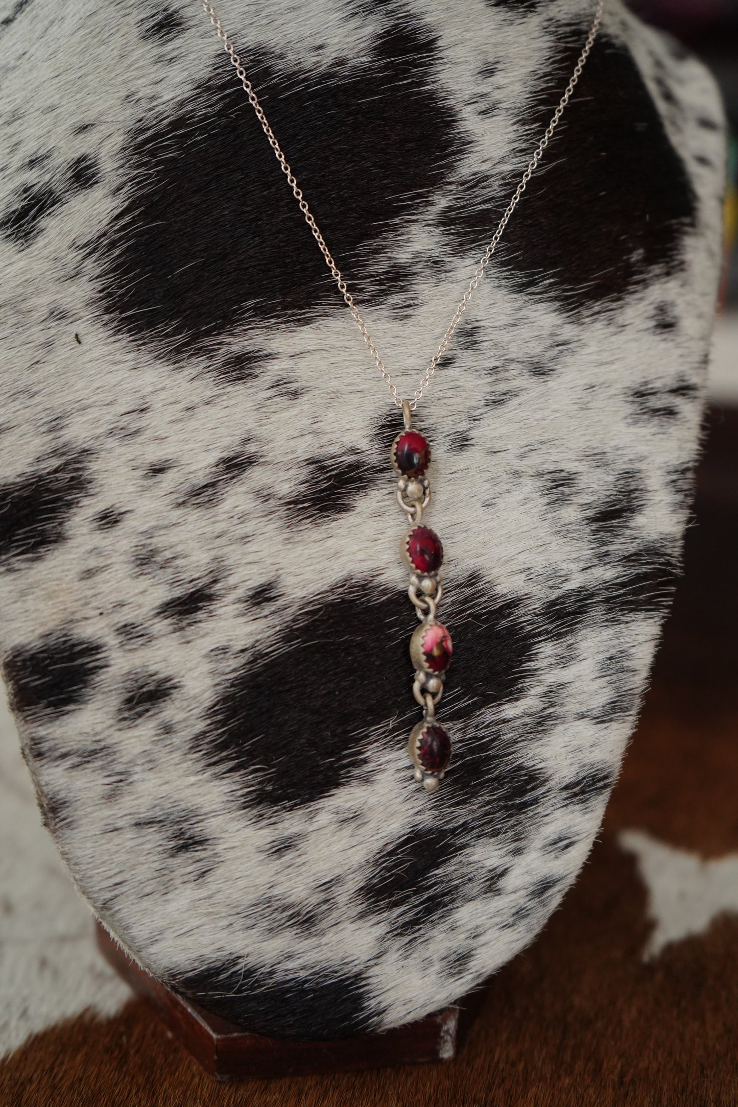 Vertical 4 Stone Rose Dahlia Pendant
