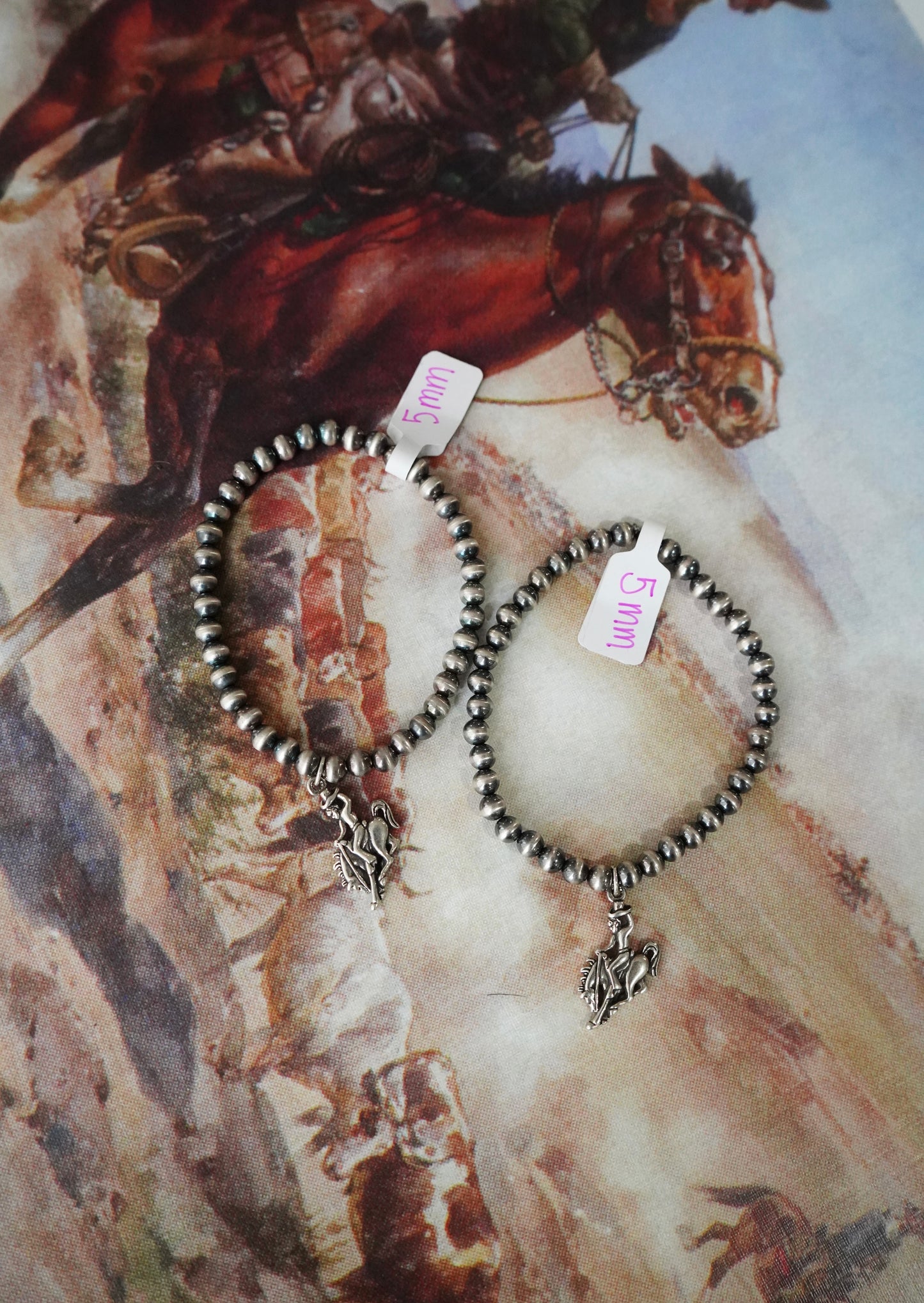 Stretchy Sterling Silver Pearl Charm Bracelets