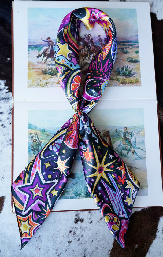 Groovy Drawn Space Explosion Wild Rag