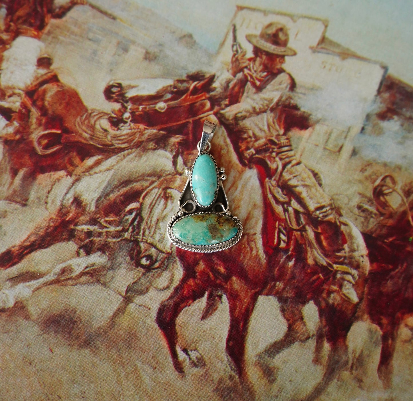 Turquoise 2 Stone Pendant