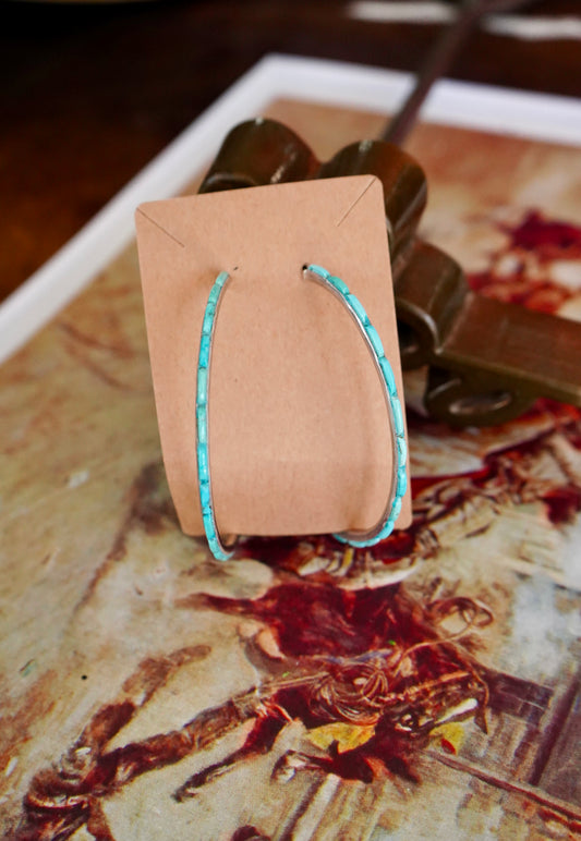 Vintage Kingman Turquoise Hoop Stud Earrings