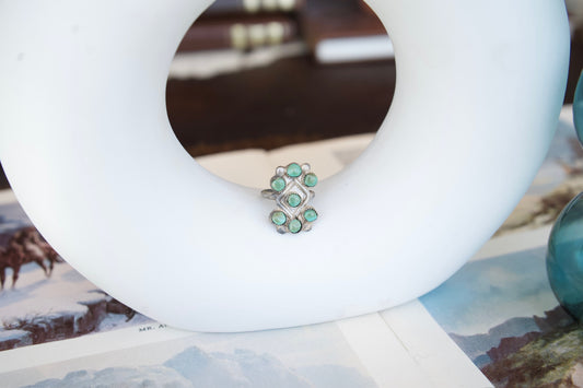 Vintage Cluster Green Turquoise Ring Sz. 6