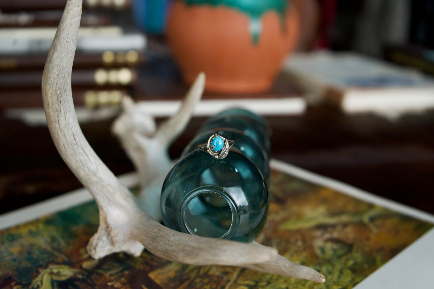 Turquoise Nugget Dainty Ring - Sz 7