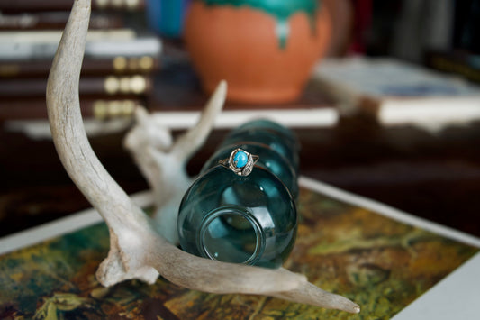 Turquoise Nugget Dainty Ring - Sz 7