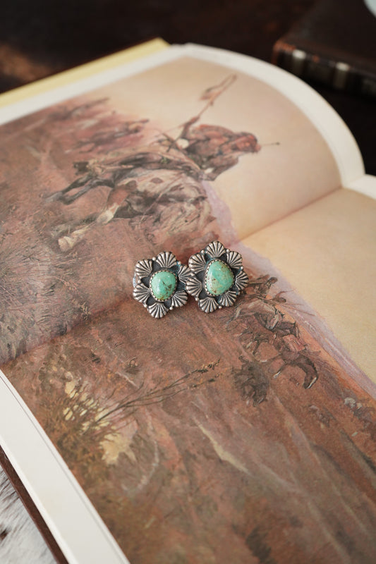 Turquoise Flower Ring - Adj