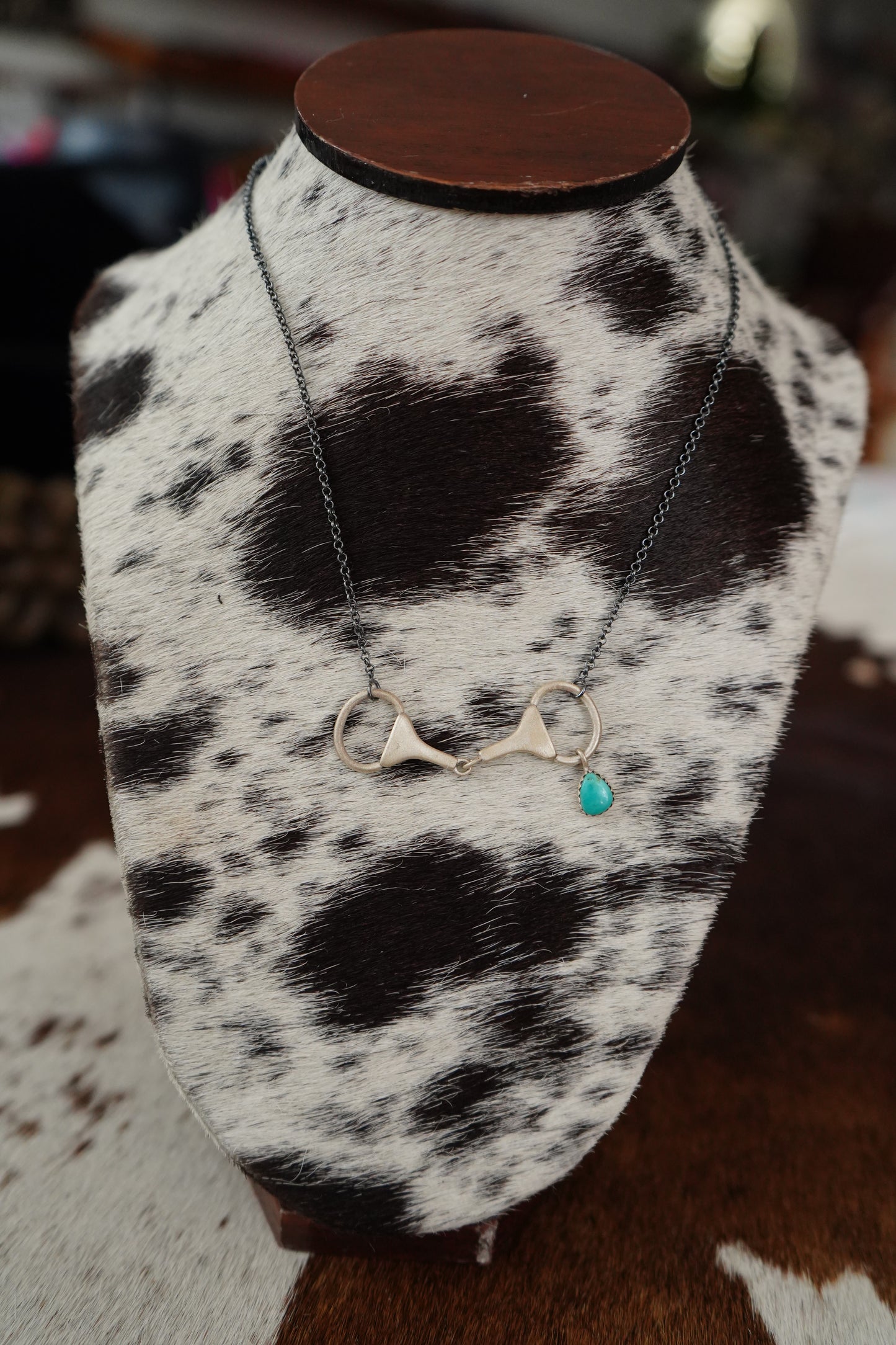 Snaffle Bit w/ Dangly Turquoise Teardrop Necklace