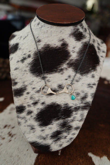 Snaffle Bit w/ Dangly Turquoise Teardrop Necklace