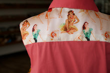 Load image into Gallery viewer, XL - Hula Girls on Coral Cotton Button Down