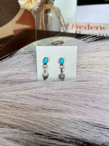 Dainty Turquoise & Silver Dangly Earrings