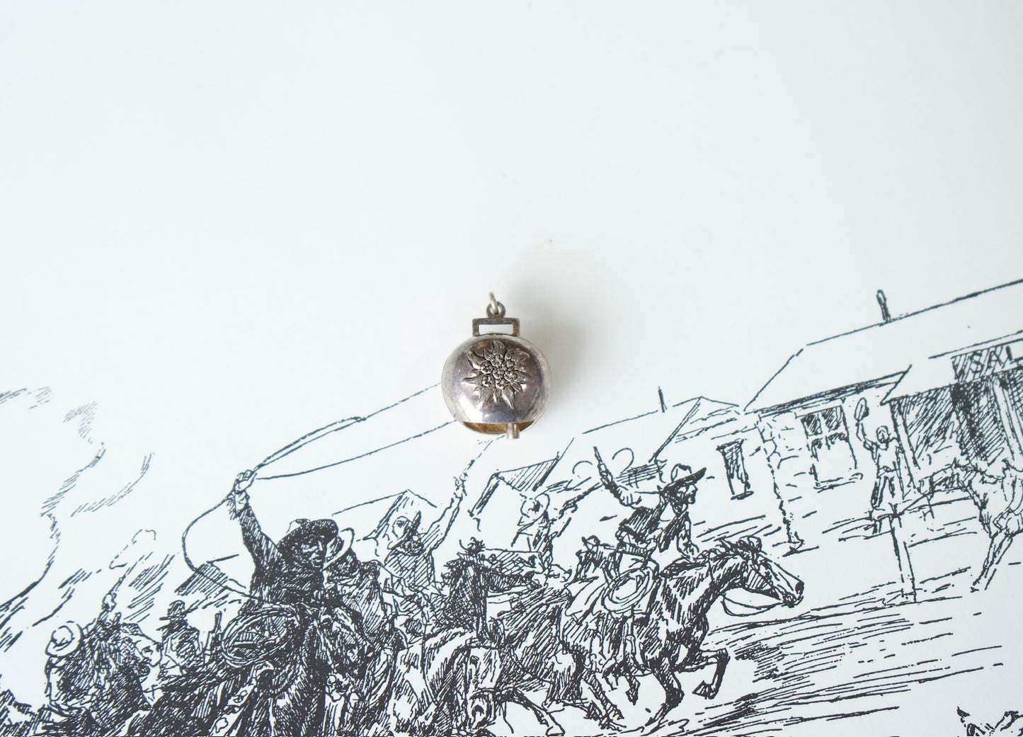 Sterling Silver Stamped Sunflower Chime Pendant
