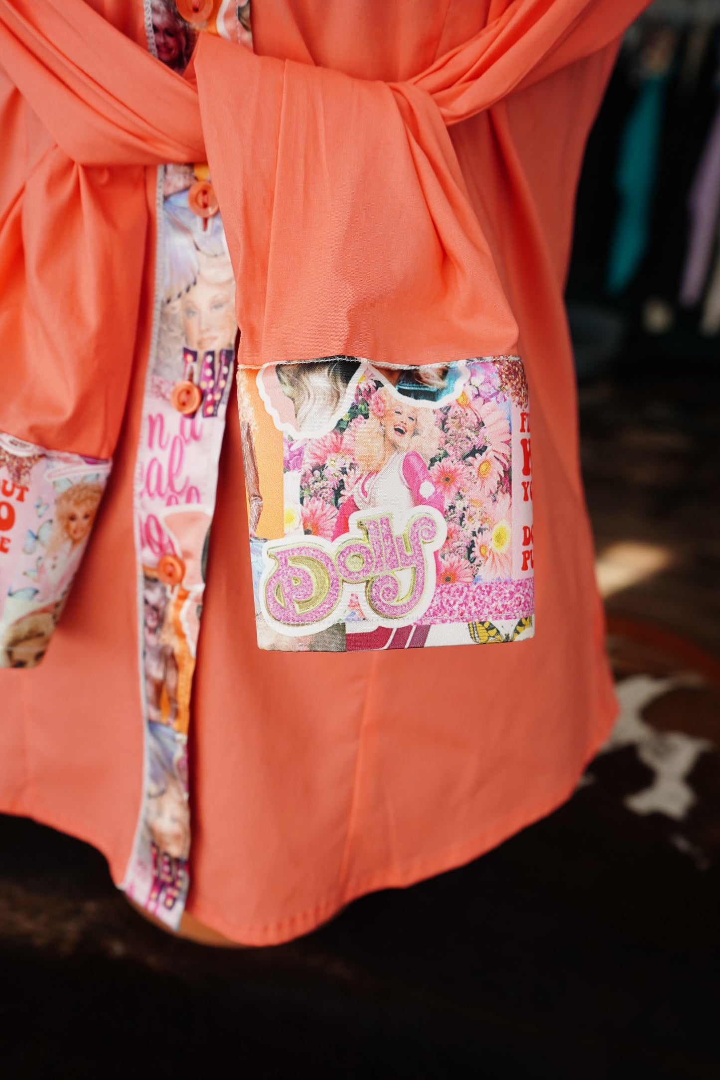 M - Dolly on Coral Cotton Button Down