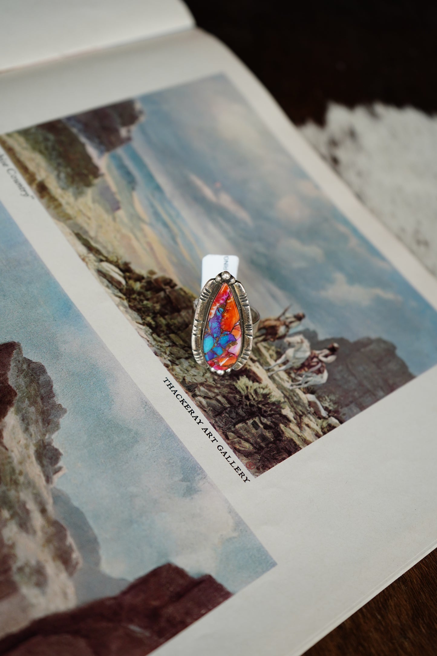 Turquoise w/ Stamped Border Ring - Adj