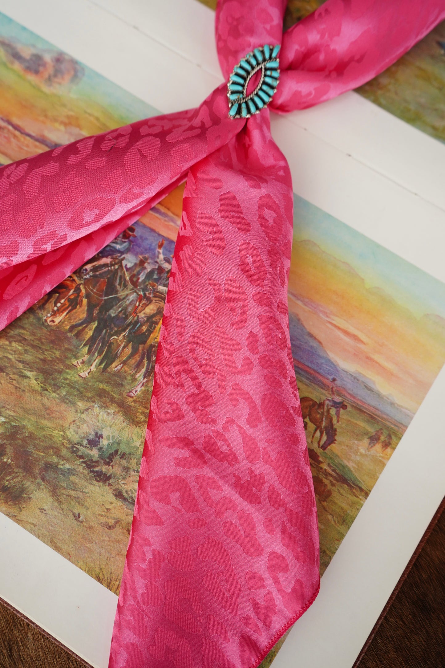 Hot Pink Cheetah Jacquard Wild Rag
