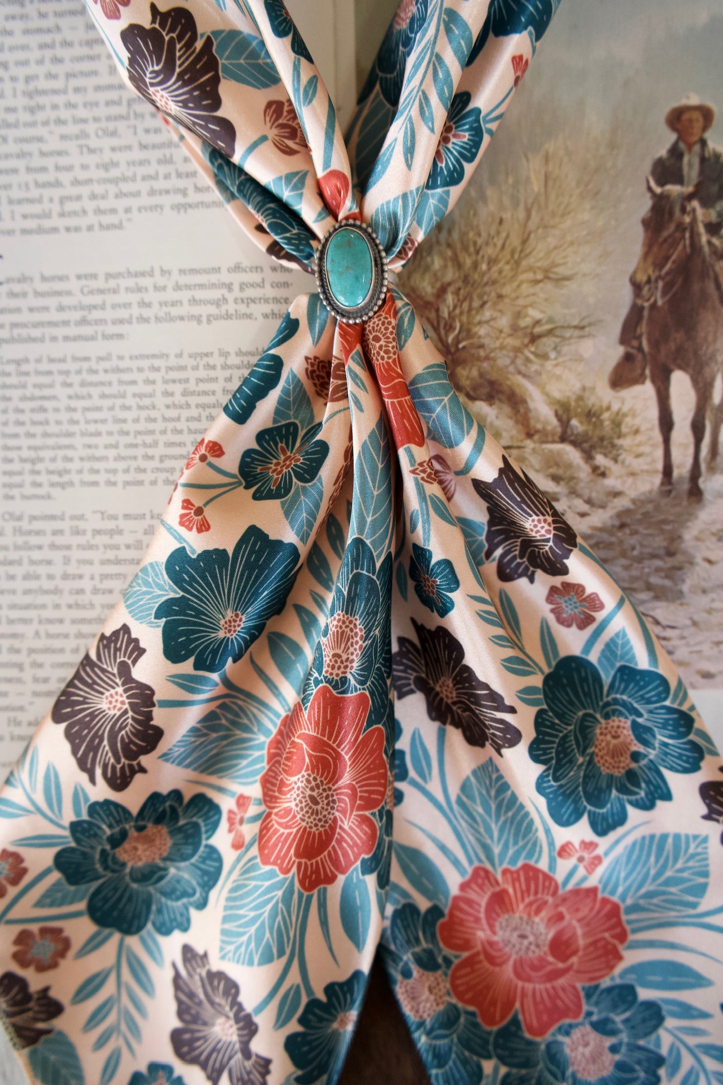 Rust & Deep Teal Floral Wild Rag