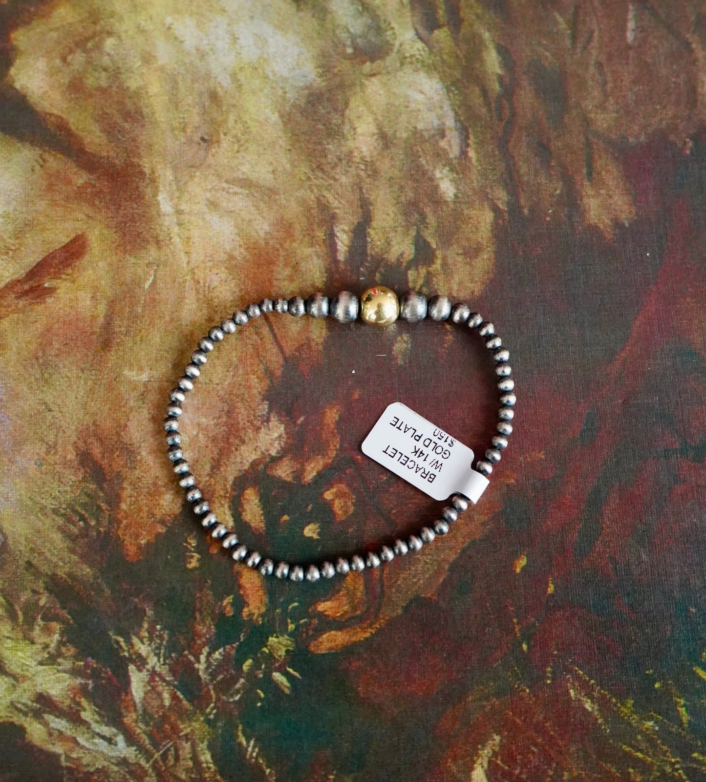 Sterling Silver Pearl & 14K Gold Plated Strethcy Bracelets