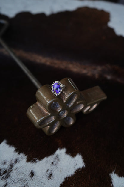 Purple Dahlia w/ Rope & Beaded Boarder Ring - Sz 6