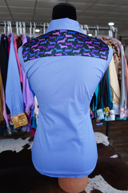 S - Purple Weenie Dawgs on Lilac Cotton Button Down