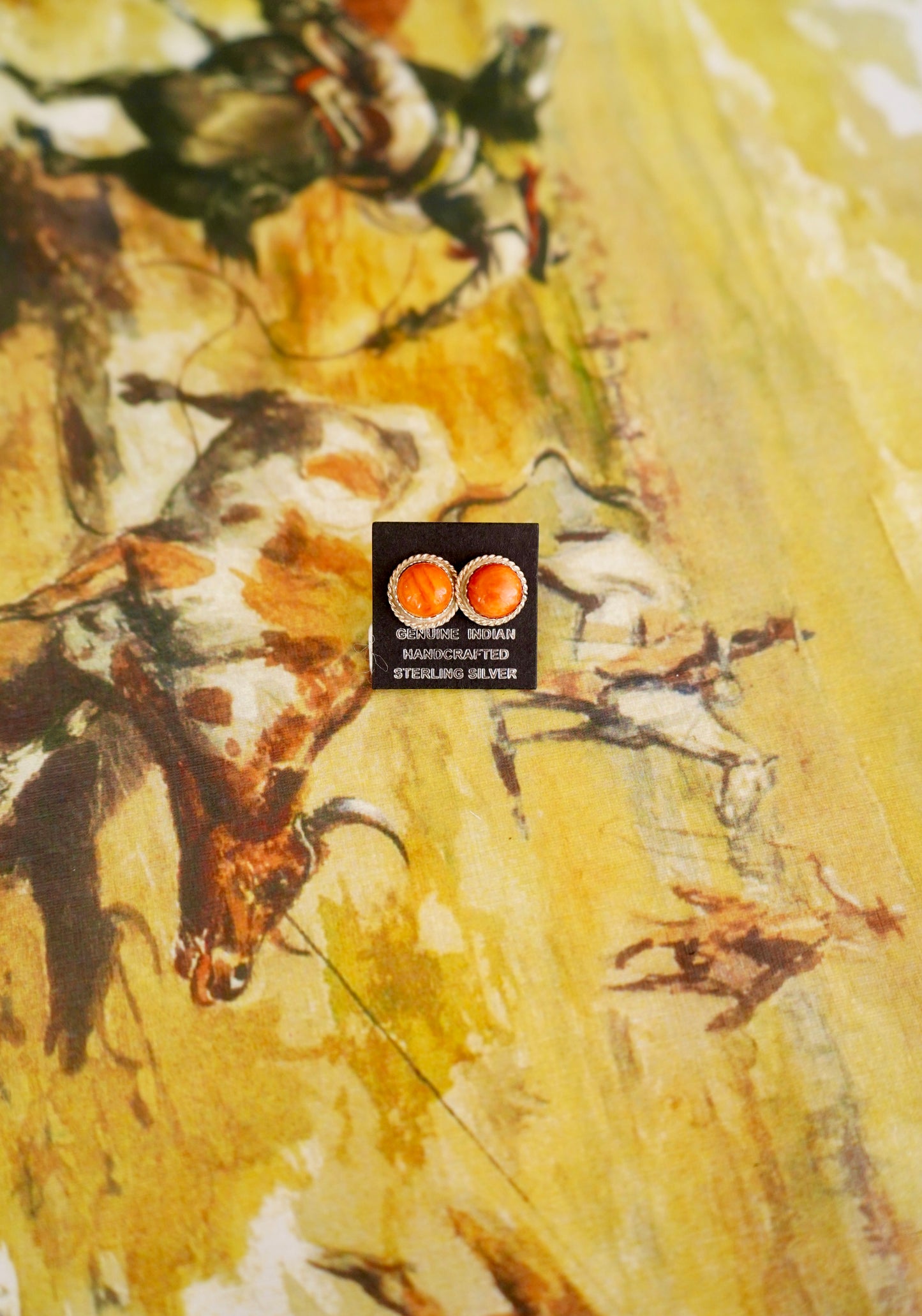 Esther White Orange Spiny Stud Earrings