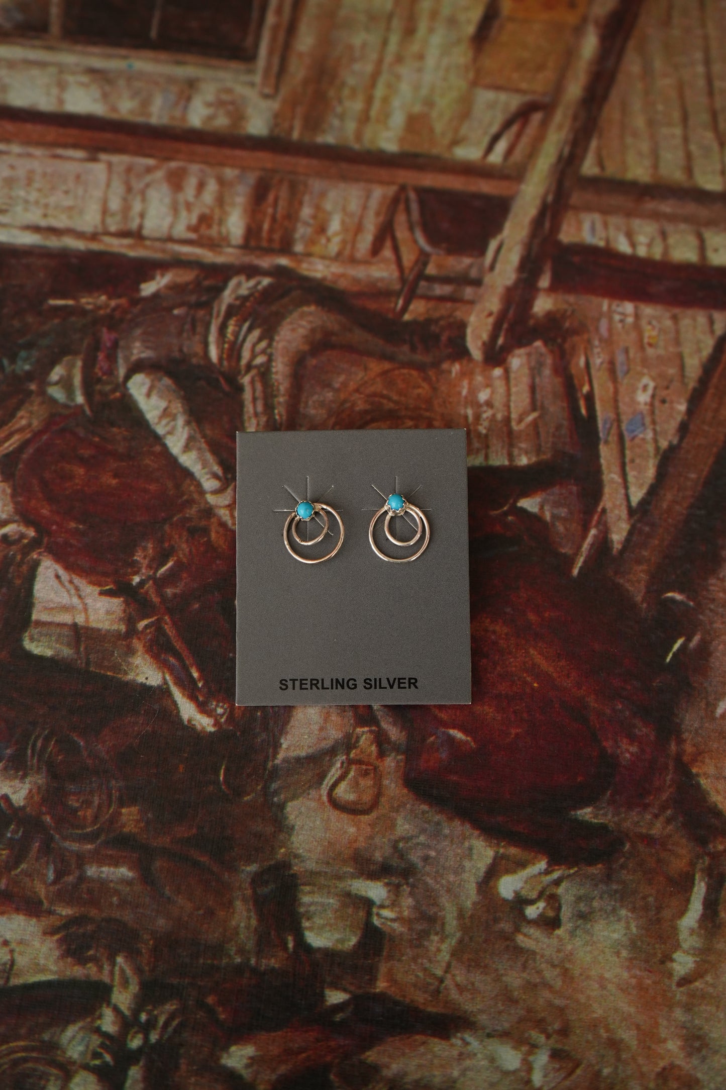 Sylvia Chee Dainty Turquoise Double Hoop Stud Earrings