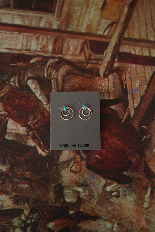 Sylvia Chee Dainty Turquoise Double Hoop Stud Earrings