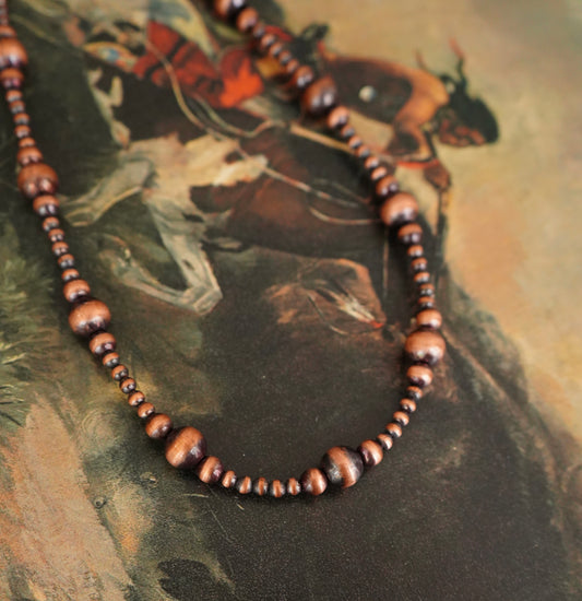 Graduated Copper Pearl Necklace - 18”