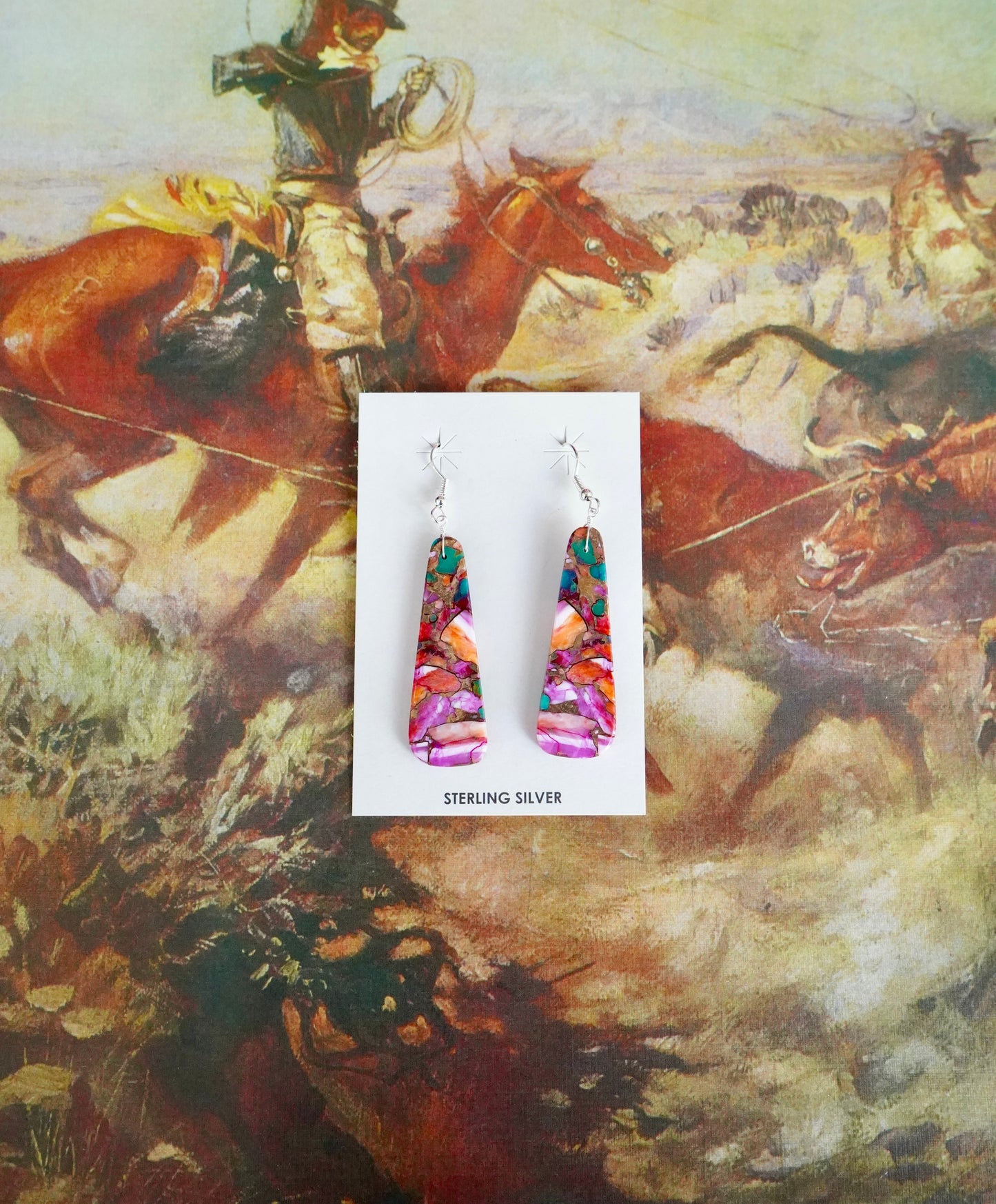 Turquoise Slab Fish Hook Earrings