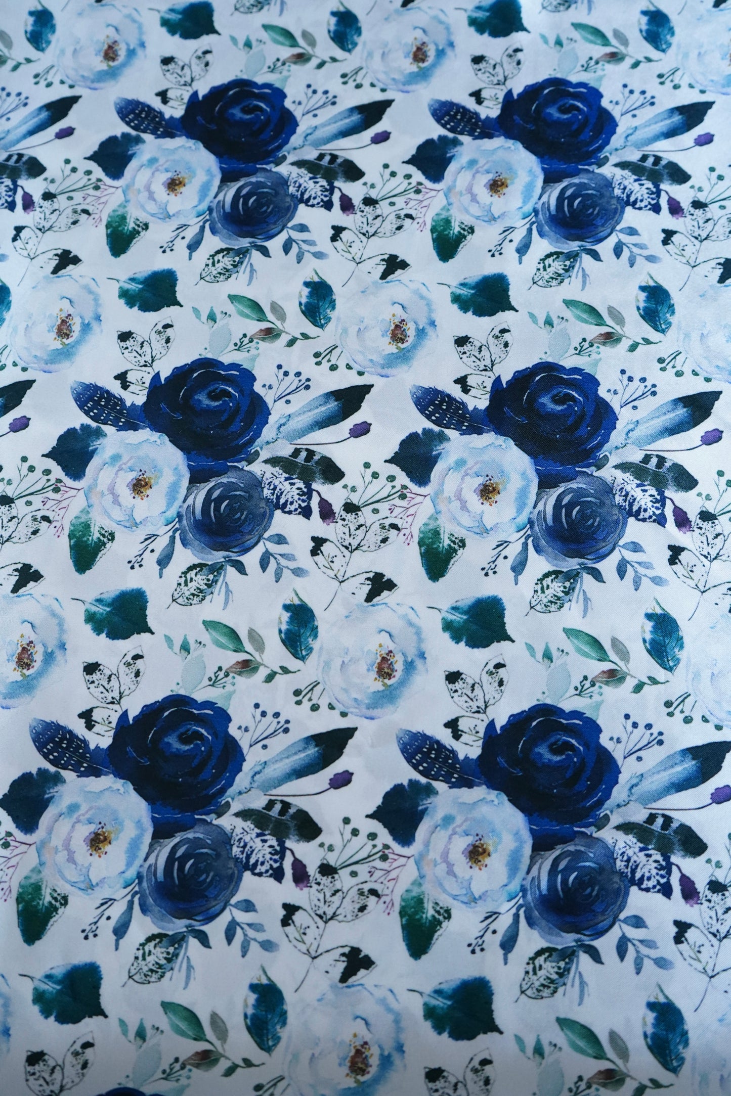 Navy Feather Floral Wild Rag