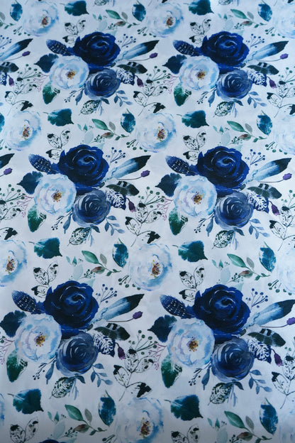 Navy Feather Floral Wild Rag