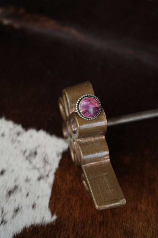 Eli Skeets Round Purple Spiny Ring - Sz 7.5