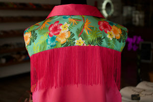 2XL - The Jasmine w/ Hot Pink Fringe on Hot Pink Button Down